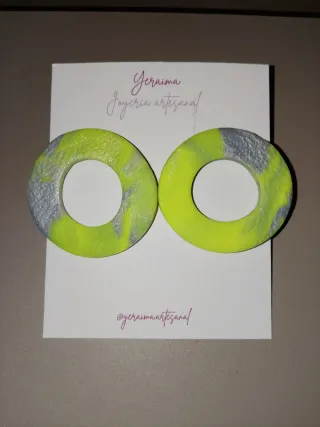 Pendientes Aro Arcilla Polimérica Hechos a Mano