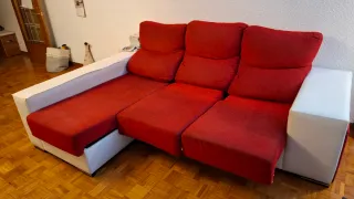 Sofá Chaise Longue Rojo y Blanco
