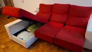 Sofá Chaise Longue Rojo y Blanco