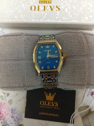 Reloj Olevs Hombre Azul Dorado Nuevo
