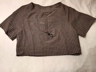 Camisa Bimba y Lola cuadros beige y marrón