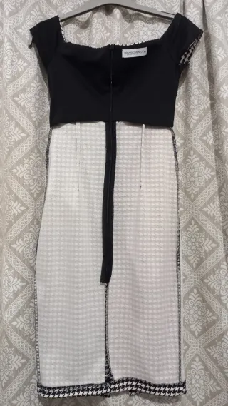 Abito fantasia pied de poule off shoulder