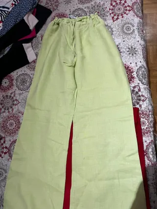 Pantalones de lino verde lima