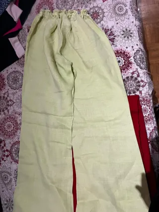 Pantalones de lino verde lima