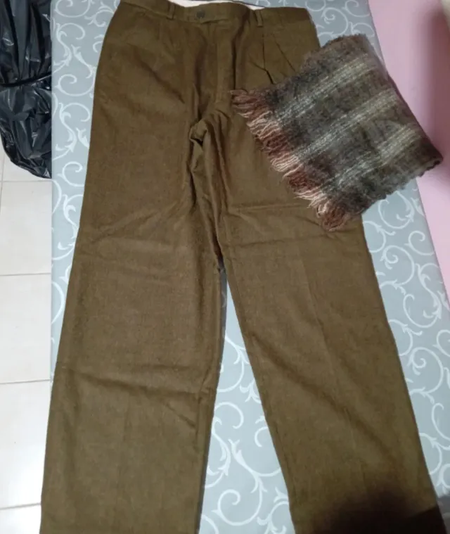 Set Pantalone Uomo Vintage Lana + Sciarpa