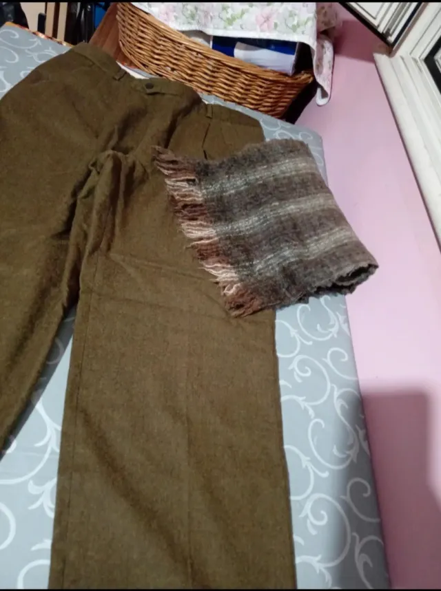 Set Pantalone Uomo Vintage Lana + Sciarpa