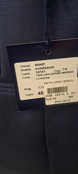 Completo Uomo Berry Adams Blu Taglia 46 Slim Fit