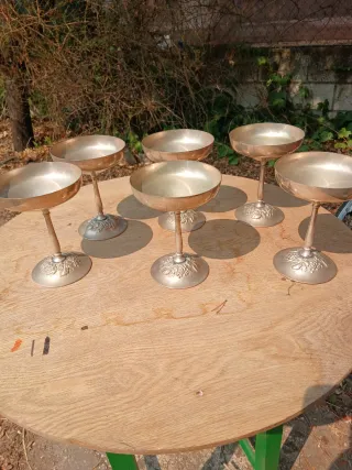 Juego 6 copas metal plateado