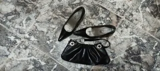 Zapatos negros charol Jeska T37 + bolso de mano