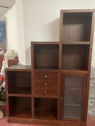 Estantería madera maciza con cristal
