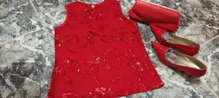 Conjunto Rojo: Top, Zapatos y Bolso