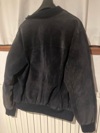 Bomber Vera Pelle camoscio blu tg 54 con bottoni