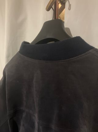 Bomber Vera Pelle camoscio blu tg 54 con bottoni