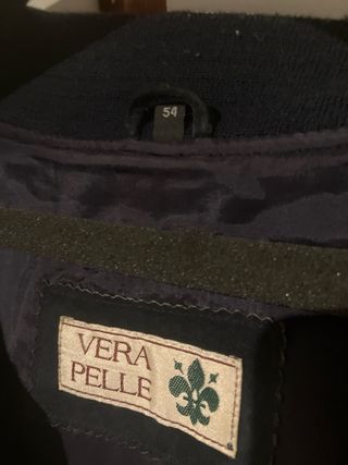 Bomber Vera Pelle camoscio blu tg 54 con bottoni