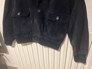 Bomber Vera Pelle camoscio blu tg 54 con bottoni