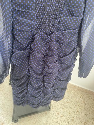 Vestido azul marino drapeado