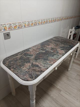 Tavolo da cucina in pietra e legno