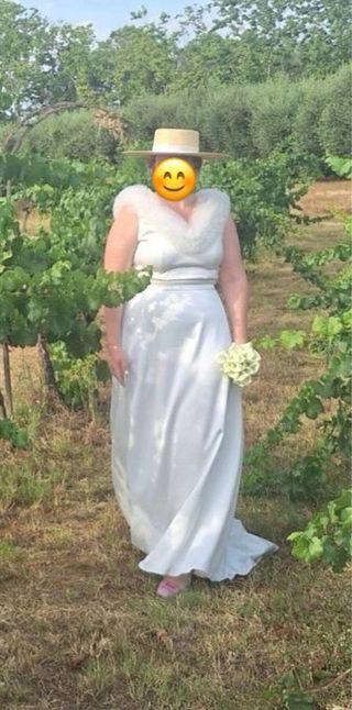 Conjunto Novia 2 Piezas: Crop Top y Falda