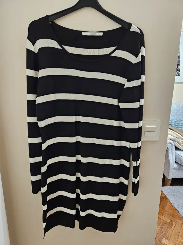 Vestido Uterque Rayas Azul Marino y Blanco