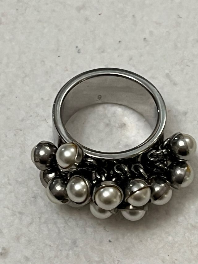 Anillo Swatch Perlas Plata y Blanco