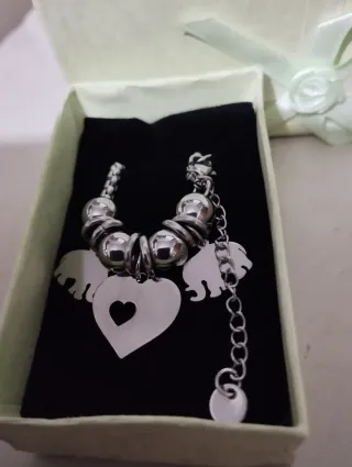 Bracciale con ciondoli elefante e cuore