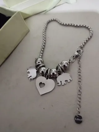 Bracciale con ciondoli elefante e cuore