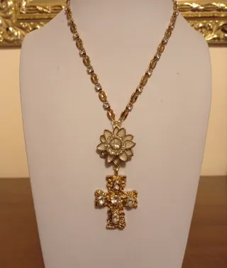 Collana fiore vintage con croce gioiello