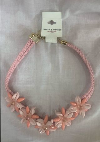 Collana Donna Fiori Rosa Oro con doppio cordoncino