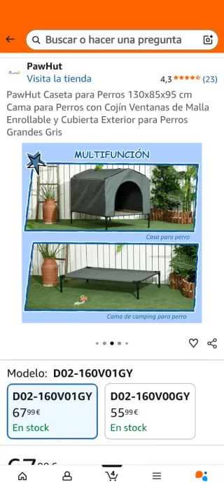 Caseta perro grande PawHut gris