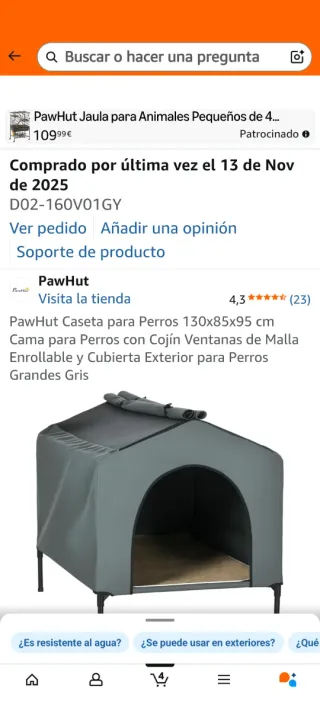 Caseta perro grande PawHut gris