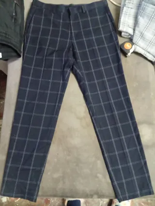 Pantalónes de pinzas gris y azul talla 42