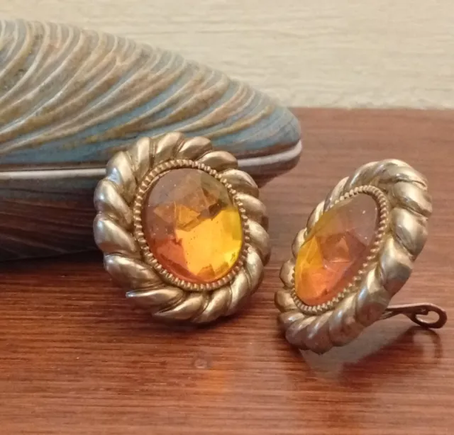 Orecchini grandi clip oro arancio