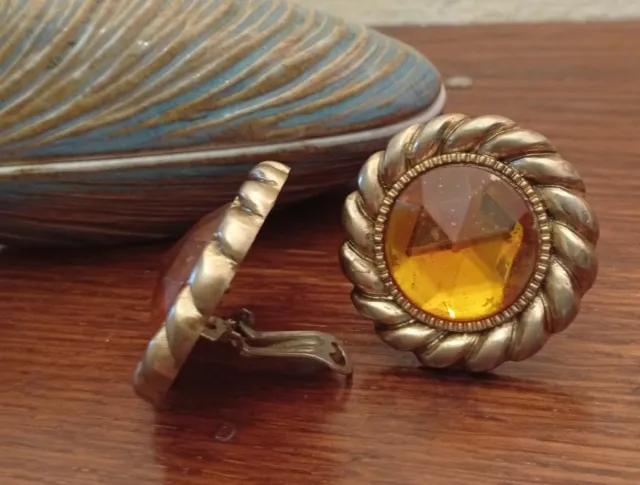 Orecchini grandi clip oro arancio