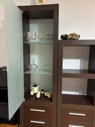 Mueble de TV modular madera y cristal
