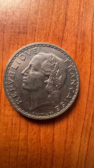 Moneda 5 Francos RF 1955 Plata