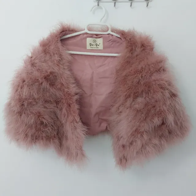 Bolero cubre hombros rosa plumeti..