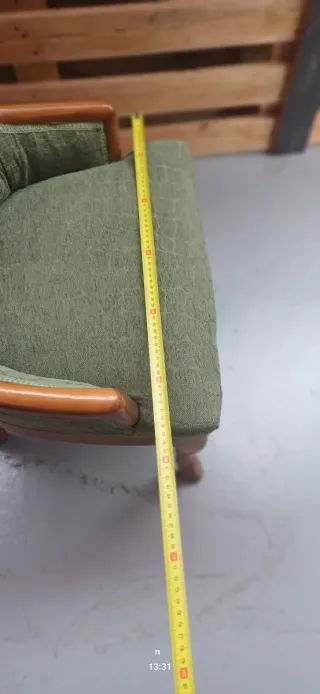 Sillón Vintage Tapizado Verde Madera