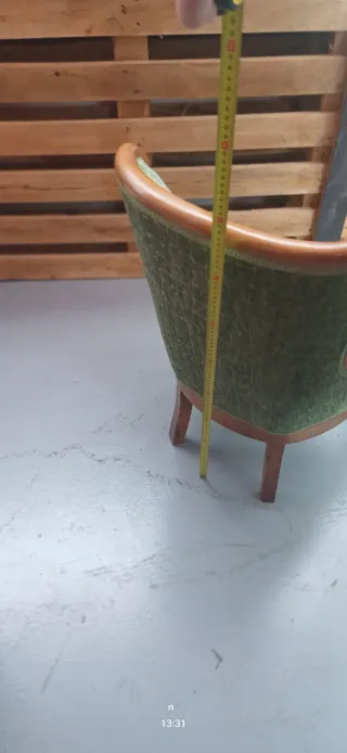 Sillón Vintage Tapizado Verde Madera