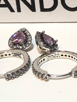 Pendientes Corazón Pandora Rosa y Plata