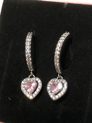 Pendientes Corazón Pandora Rosa y Plata