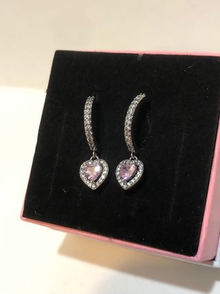 Pendientes Corazón Pandora Rosa y Plata