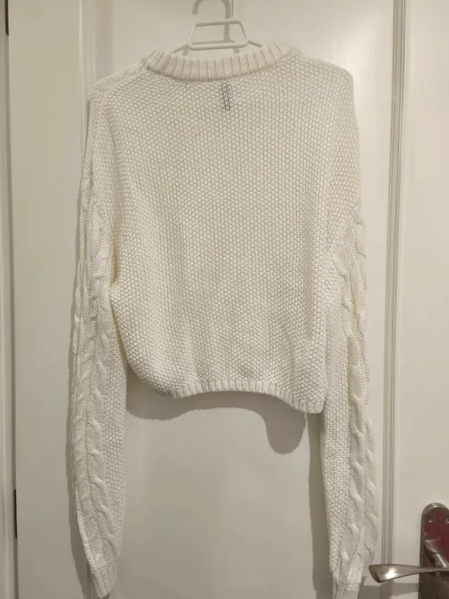 Jersey de punto trenzado blanco