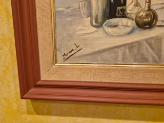 Cuadro Bodegón con Flor y Botellas