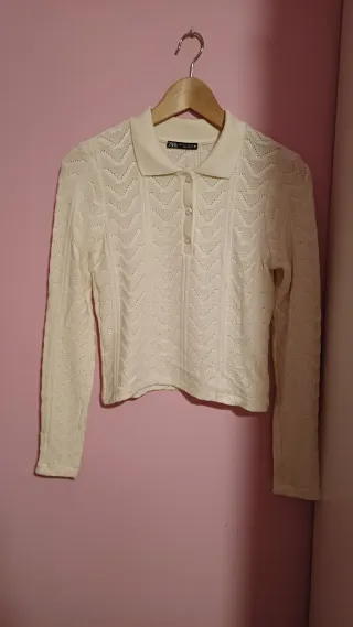 Jersey Zara canalé crema Talla XS