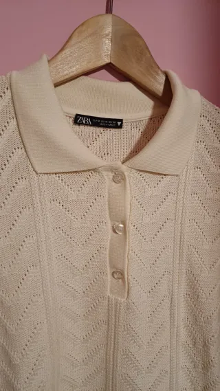 Jersey Zara canalé crema Talla XS