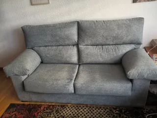 Sofá 2 Plazas Gris Tela Casi Nuevo