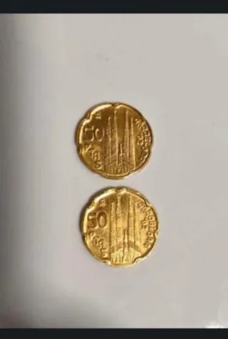 13 Monedas 50 Pesetas Doradas Expo