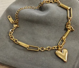 Pulsera Acero Dorado Corazón