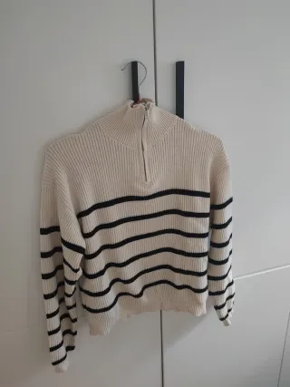 Jersey de rayas beige y negro