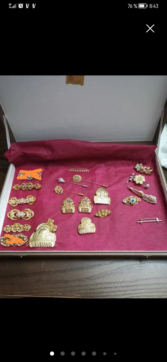 Broches Fallera Mantilla Pico Oro y Plata